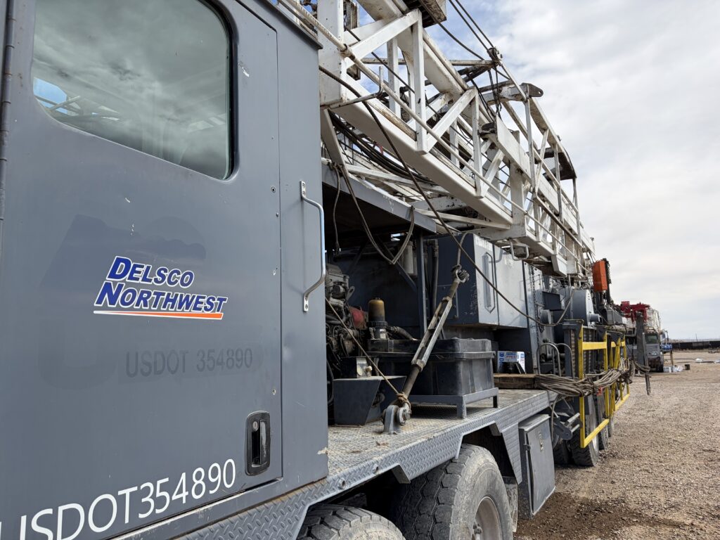 Delsco Northwest logo close-up on a piece of equipment